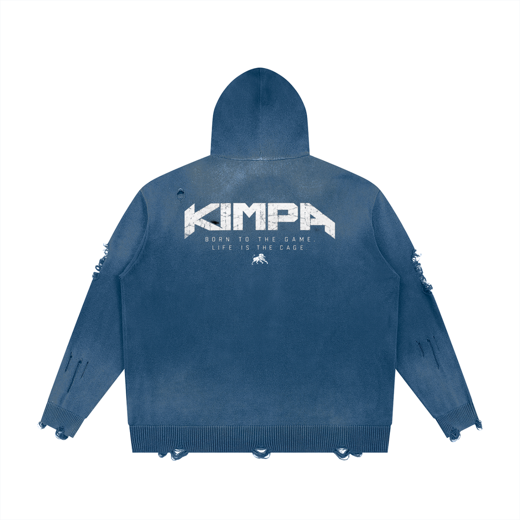Unisex Distressed Full Zip Sweater
