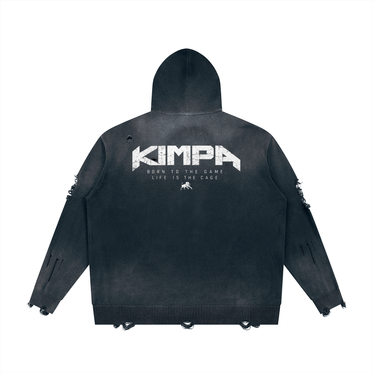 Unisex Distressed Full Zip Sweater
