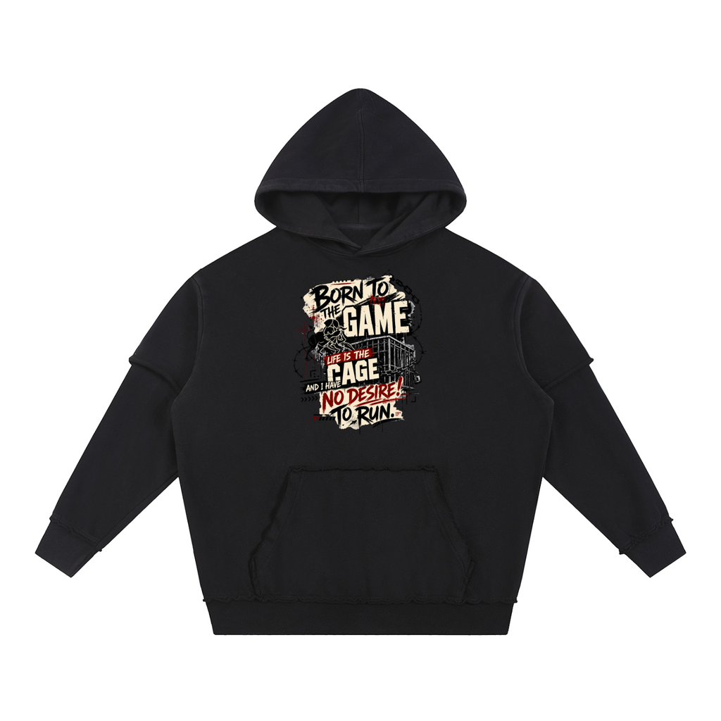 Snow Washed Raw Edge Double Layered Hoodie