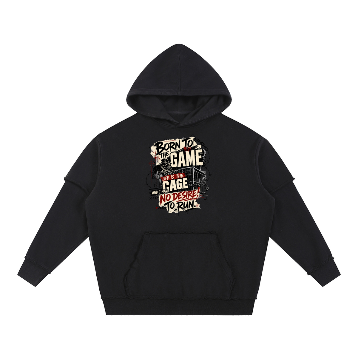 Snow Washed Raw Edge Double Layered Hoodie
