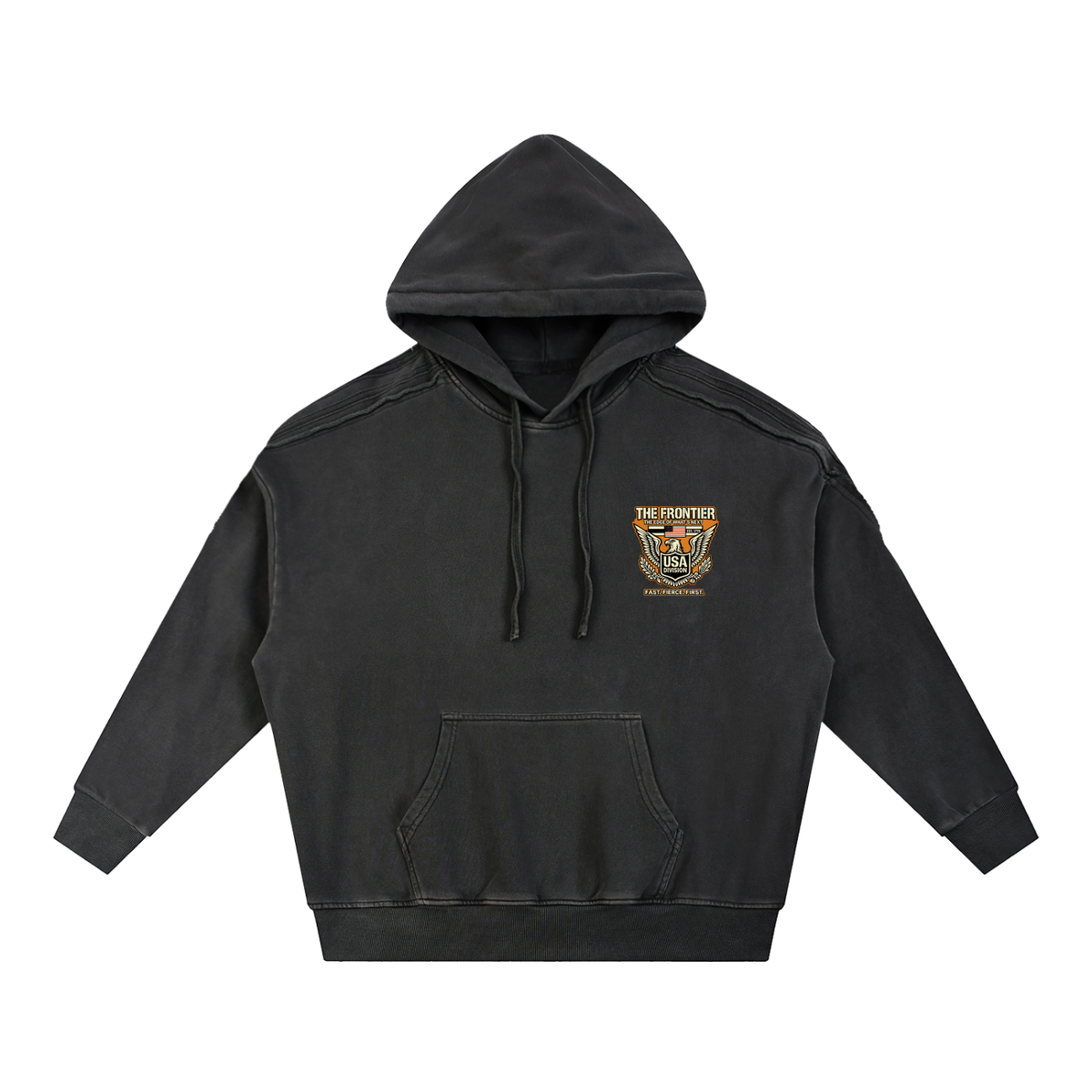 Snow Washed Tape Raw Edge Hoodie