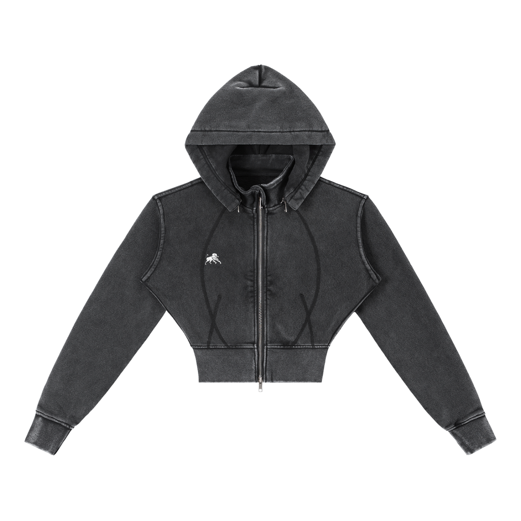 Vintage Washed Cropped Fleece Hoodie