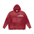 Unisex Distressed Full Zip Sweater