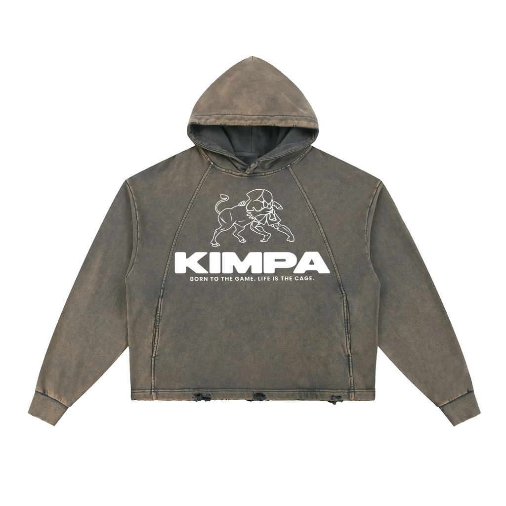 Vintage Washed Frayed-Hem Hoodie