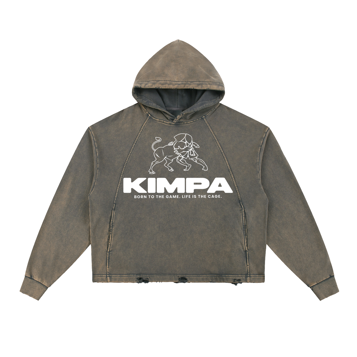 Vintage Washed Frayed-Hem Hoodie