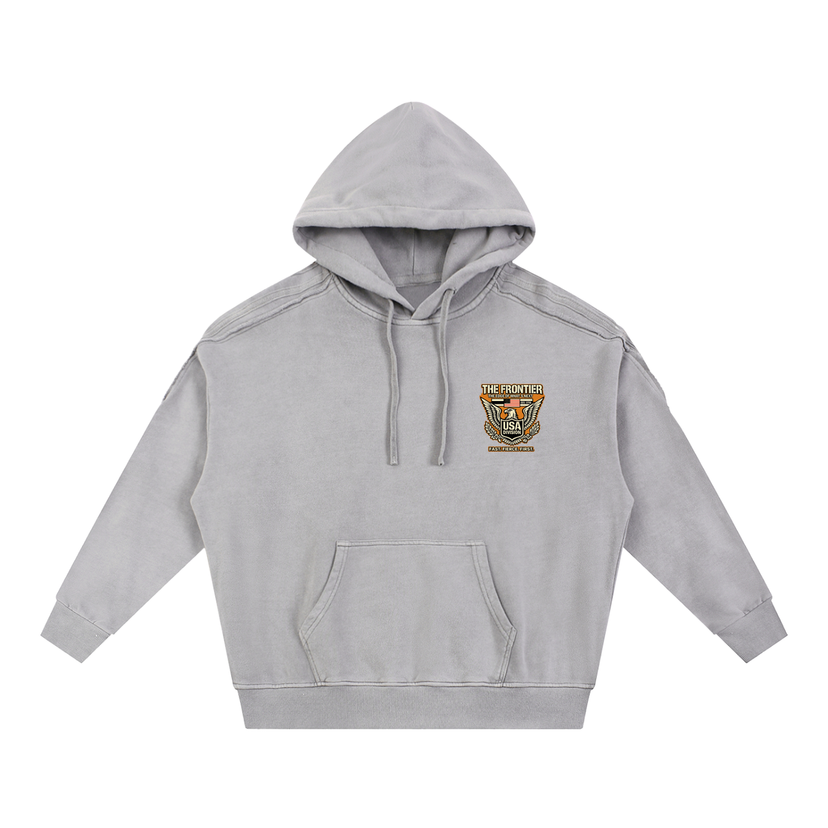 Snow Washed Tape Raw Edge Hoodie