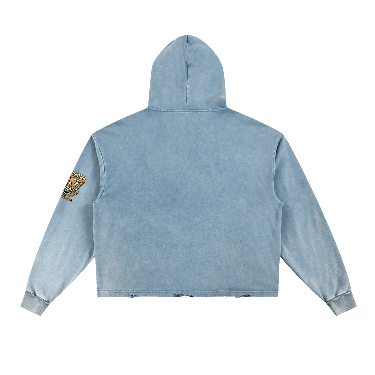 Vintage Washed Frayed-Hem Hoodie