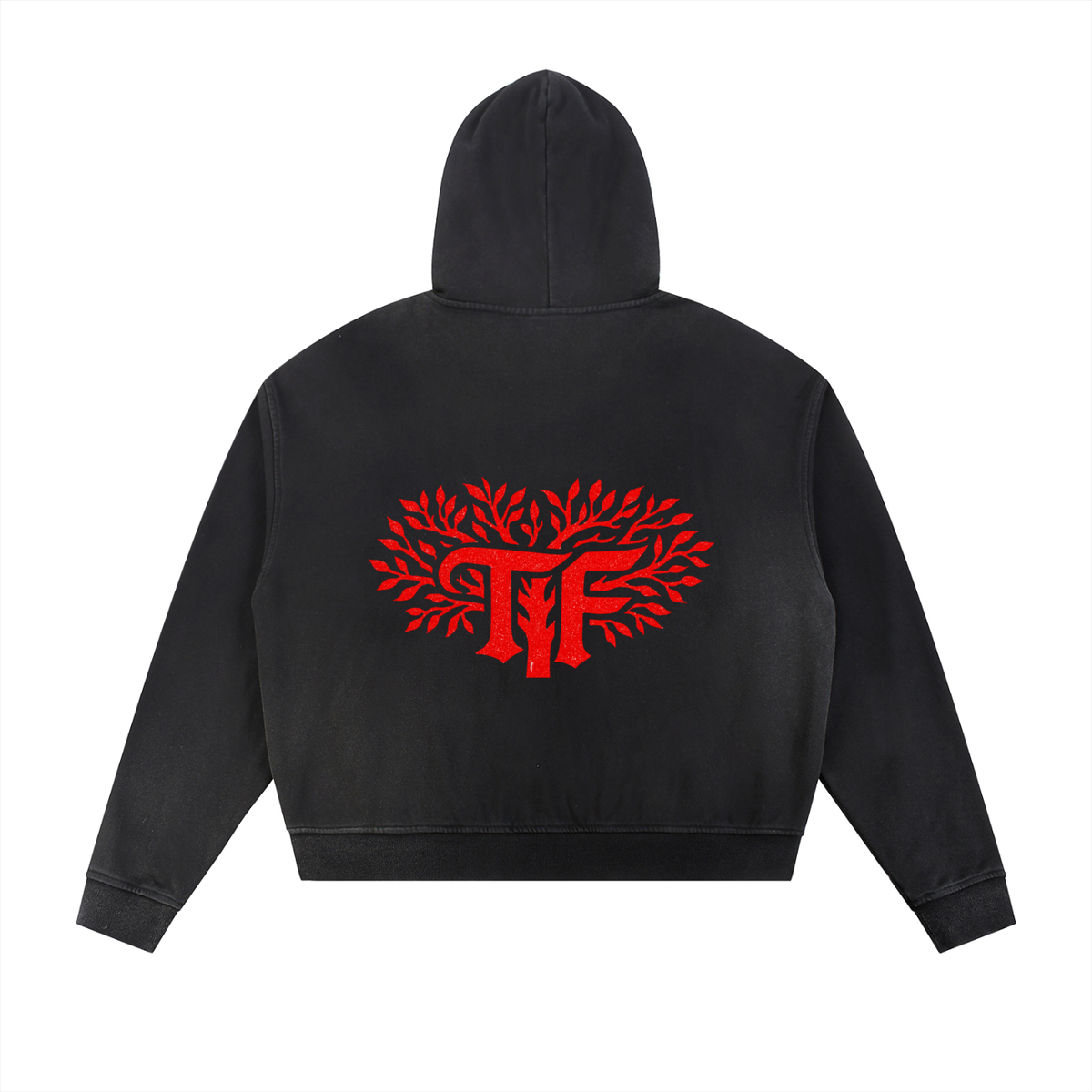 Sun Fade Frayed Raw Edge Fleece Zip Hoodie