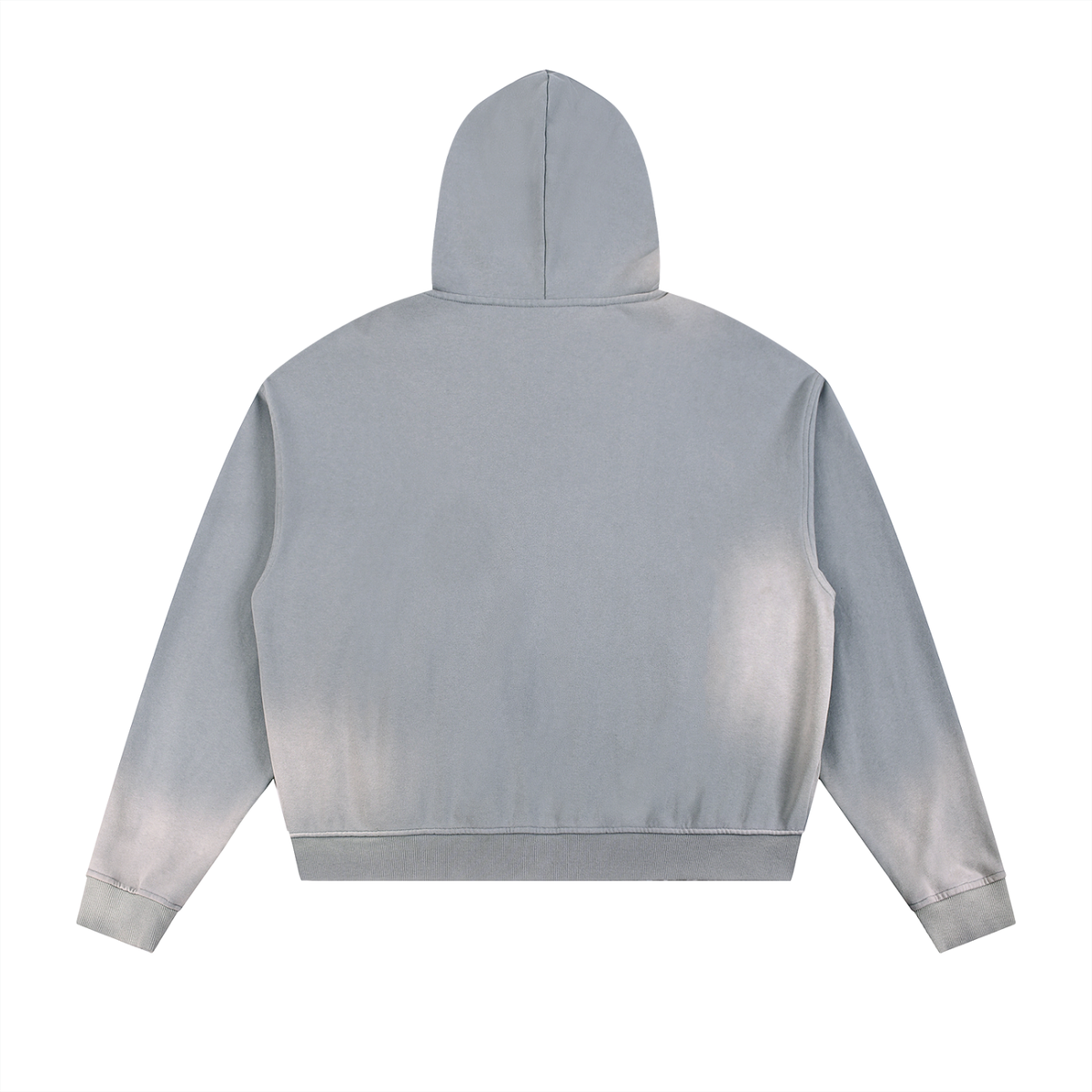 Sun Fade Frayed Raw Edge Fleece Zip Hoodie