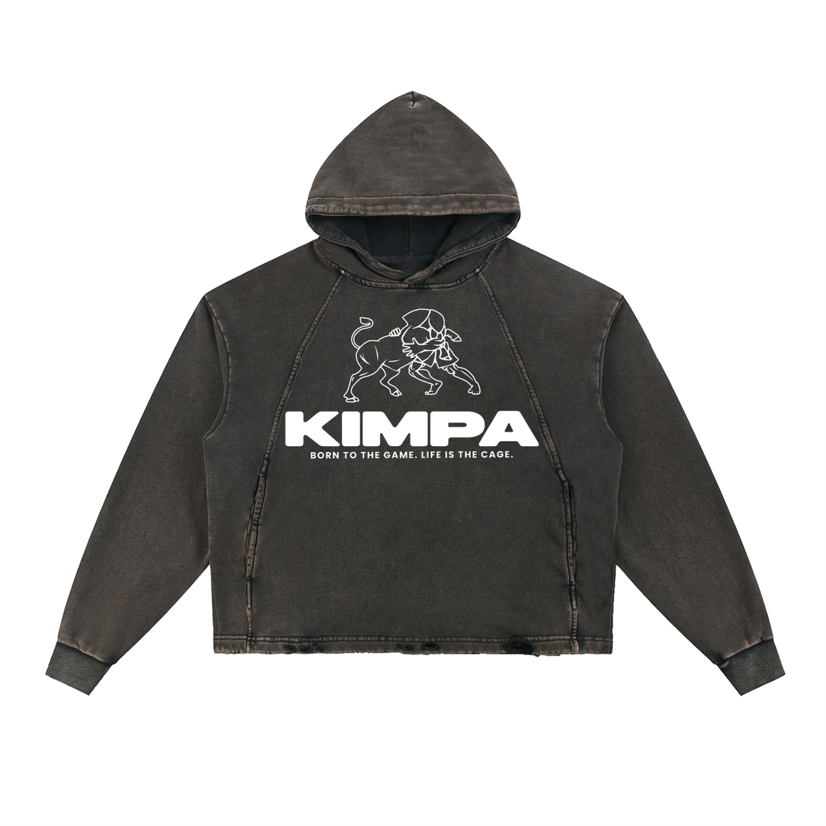 Vintage Washed Frayed-Hem Hoodie