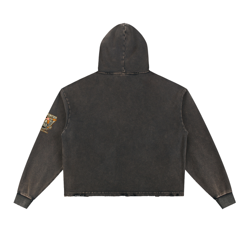 Vintage Washed Frayed-Hem Hoodie
