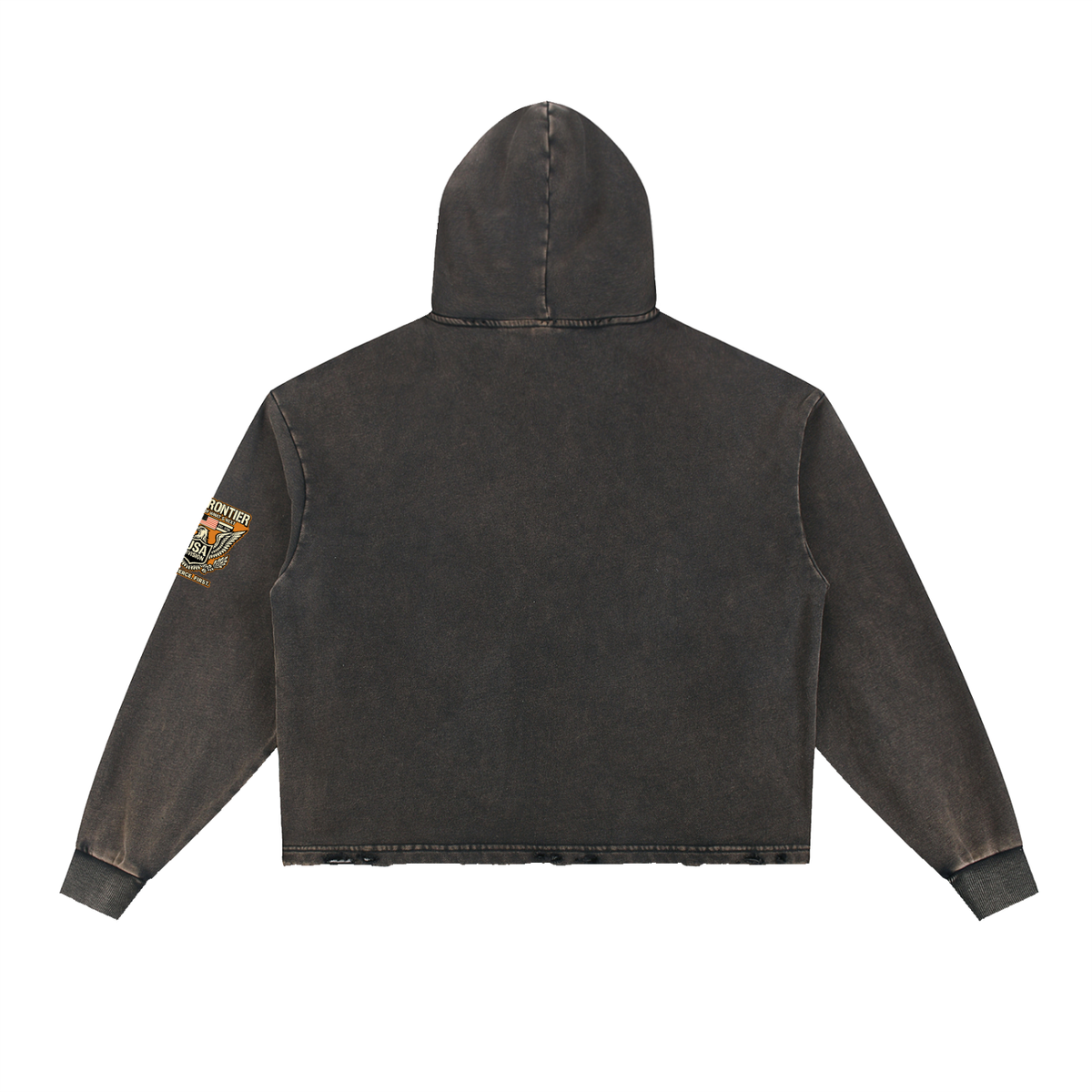 Vintage Washed Frayed-Hem Hoodie