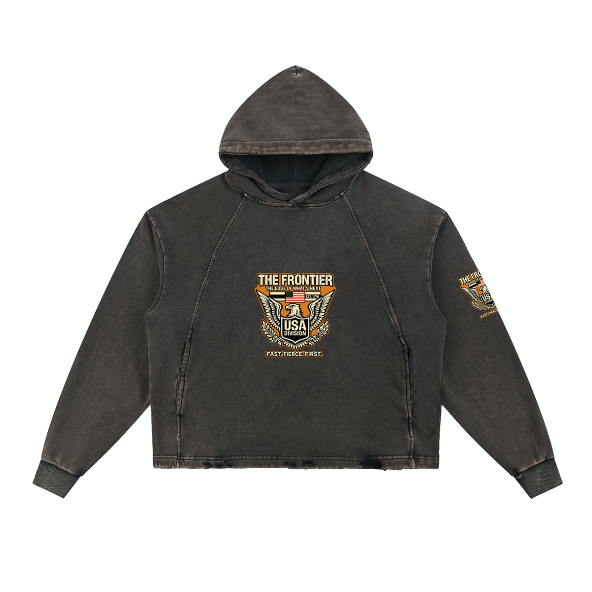 Vintage Washed Frayed-Hem Hoodie