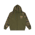 Unisex Camo-Splice Raglan Zip Hoodie
